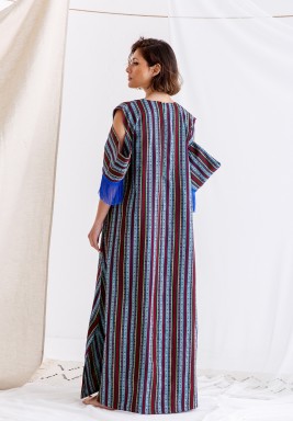 Red and Blue Sadu Print Kaftan