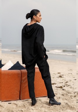 Black Embroidered Hoodie