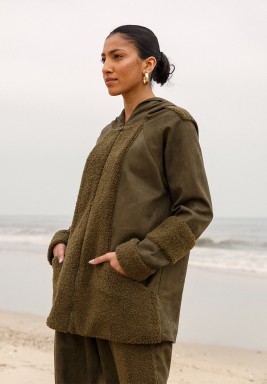 Khaki Jacket And Pants Tracksuit