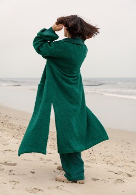 Dark Green Teddy Bisht 
