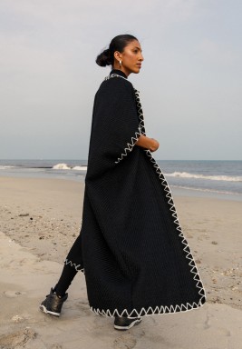 Black Embellished Bisht