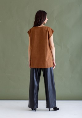 Camel Faux Suede Top