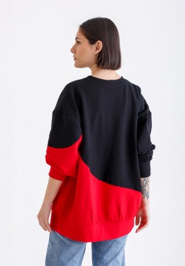 Black & Red Oversized Kuwait Embroidered Sweater