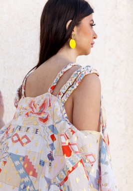 Colorful Printed Cold Shoulder Dress