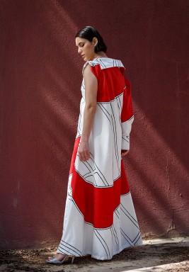 One sleeve Red & White Kaftan