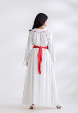 White Tulle Belted Dress