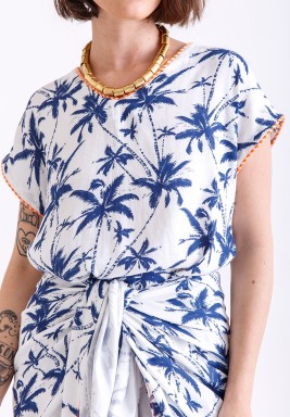 White Printed Wrap Style Dress