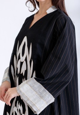 Black Custom Made Embroidery Kaftan 