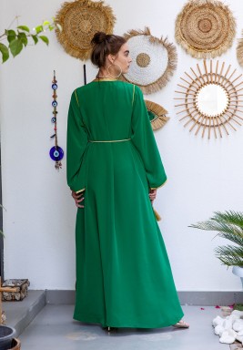 Green Elegant Kaftan With Belt