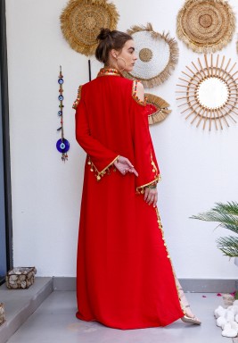 Red Embroidered Kaftan