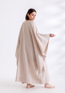 Beige Oversized Ruffled Kaftan 