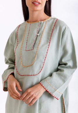 Hamran Pistachio Embroidered Kaftan 