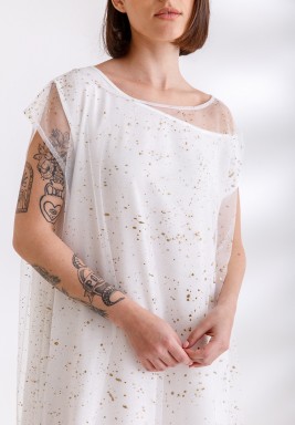 White Sparkle Tulle Kaftan