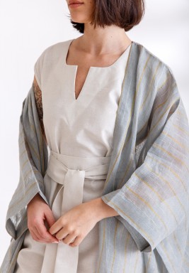 White & Grey Bisht & Dress Set