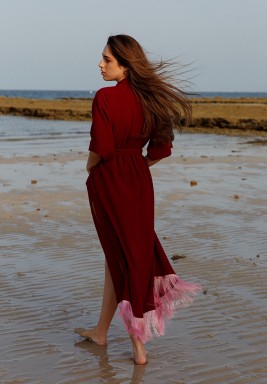 Maroon Wrap Style Dress