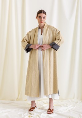 Grey & Yellow Reversible Bisht and Dress Set