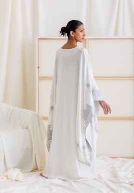 White Linen Embroidered Kaftan
