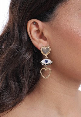 Gold-Tone Heart & Eye Drop Earrings