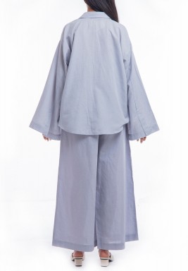 Blue Shirt & Wide Legged Pants Set