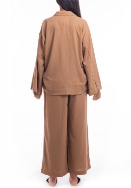 Brown Shirt & Wide Legged Pants Set