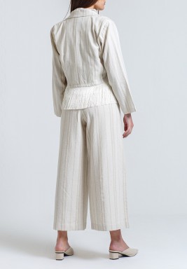 Beige Striped Tasseled Suit