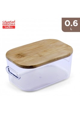 0.6L Plastic Organizer with Wooden Lid by Taw9eel Essentials