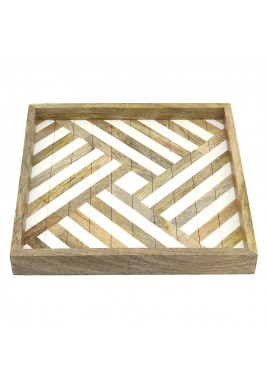 Al-Manzil Mango Wood & Resin Tray - Square