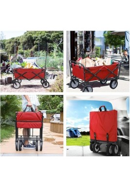 Folding Outdoor Camping Cart with Wheels 870 x 500 x 560 mm - Red