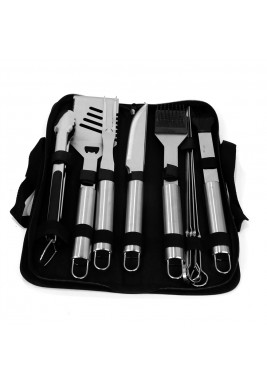 Kashta Stainless Steel BBQ Tool Set With Carry Bag 10 Pieces