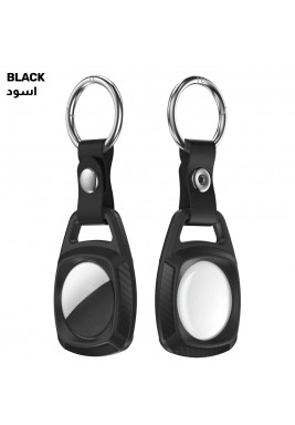 Powerey TPU Carbon Fiber AirTag Case with Keychain - BLACK