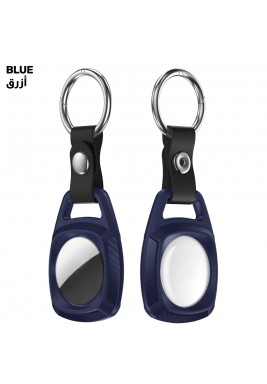 Powerey TPU Carbon Fiber AirTag Case with Keychain - Blue