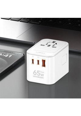 3 USB Ports 65W GaN Travel Adapter Z6 By LDNIO