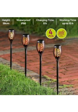 Outdoor Garden Solar Flame Light Set 4 Pieces