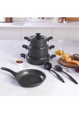Karaca Biogranite Lena Cookware Set Black 9 Pieces