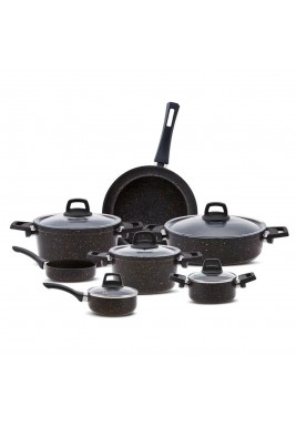 Karaca Biogranite Cookware Set Black Silver 12 Pieces