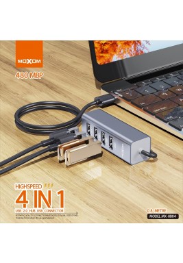 HighSpeed 4 in-1 USB 2.0 Hub USB Connector By Moxom