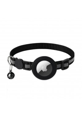 Airtag Reflective Cat Collar With Bell Factory Black 