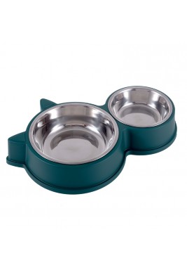 Kitty Double Food Bowl Green 30 × 14 × 5cm