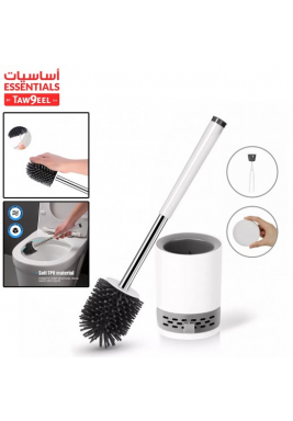 White Bristles Toilet Brush with Plastic Plunger - Essentials By Taw9eel