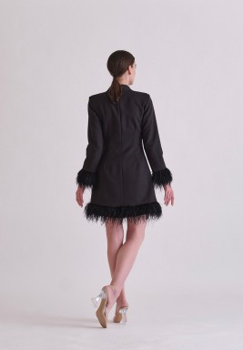 Black Feathers Blazer Dress