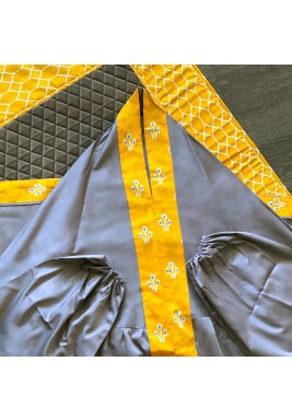 Yellow Grey Prayer Dress & Mat 