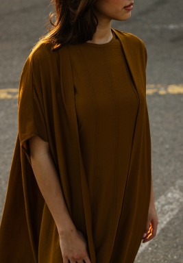 Brown Short Sleeves Cardigan