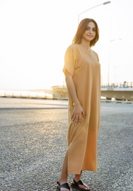 Beige Buttoned Dress