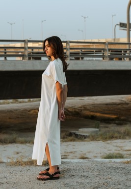 White Buttoned Dress 