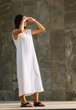 White V-Neckline Dress