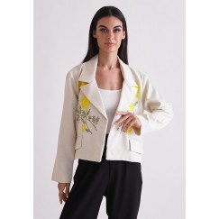 Sand Floral Embroidered Jacket