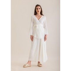 White Crop Jacket & Skirt Set