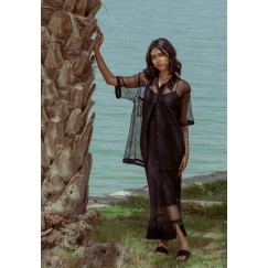Black Fishnet Shirt and Skirt Set