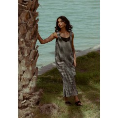 Black & Beige Sleeveless Dress