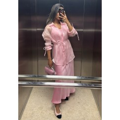 Pink Organza Shirt and Dress Set